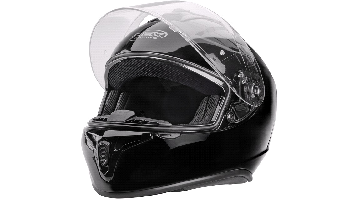 Styrthjelm NEX Racing fullface blanksort str. S