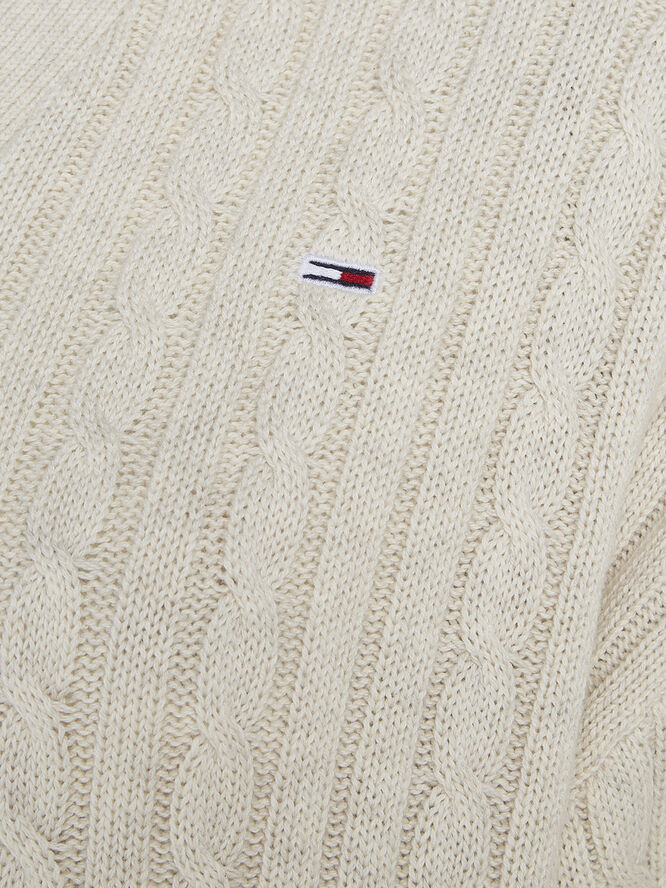 Tommy Hilfiger TJW CABLE RUGBY SWEATER Ancient white melange