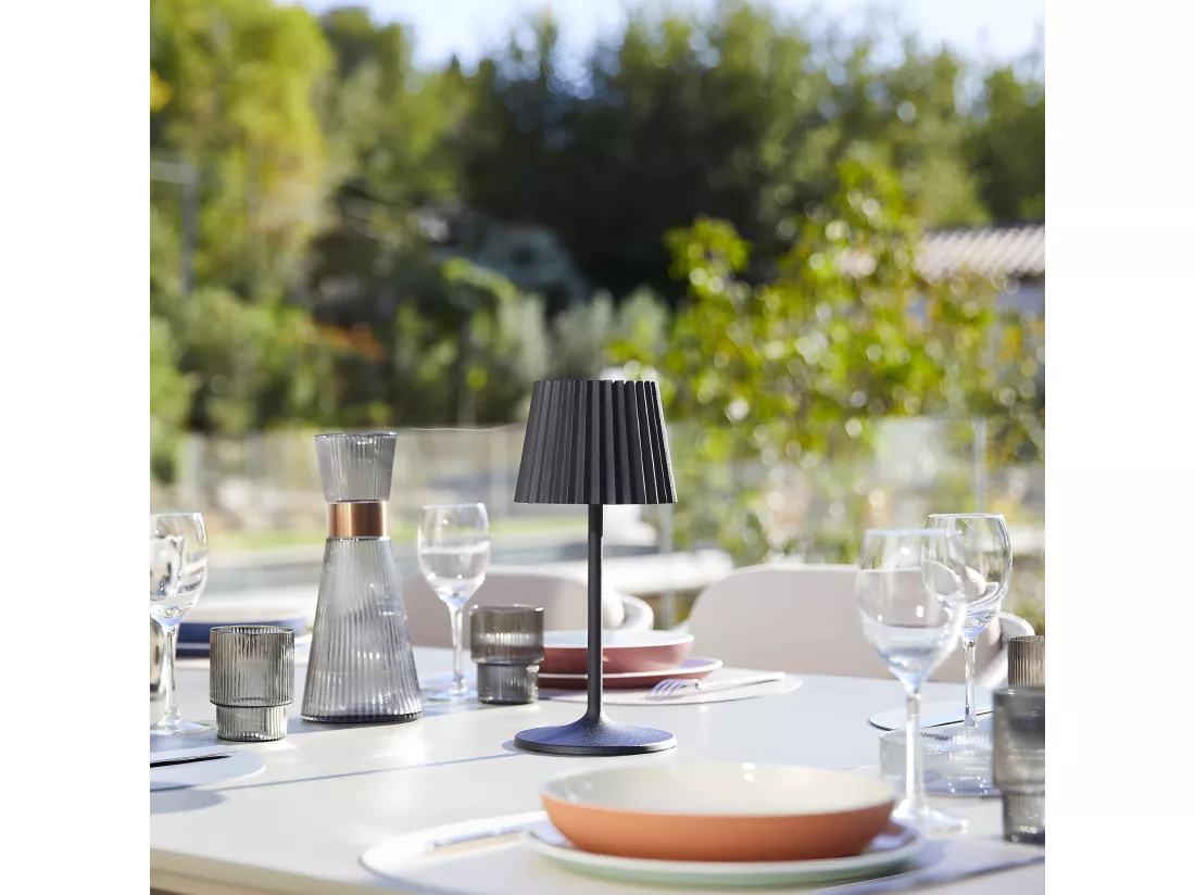Lampe de table sans fil LED ABBY BLACK Noir Aluminium H30CM