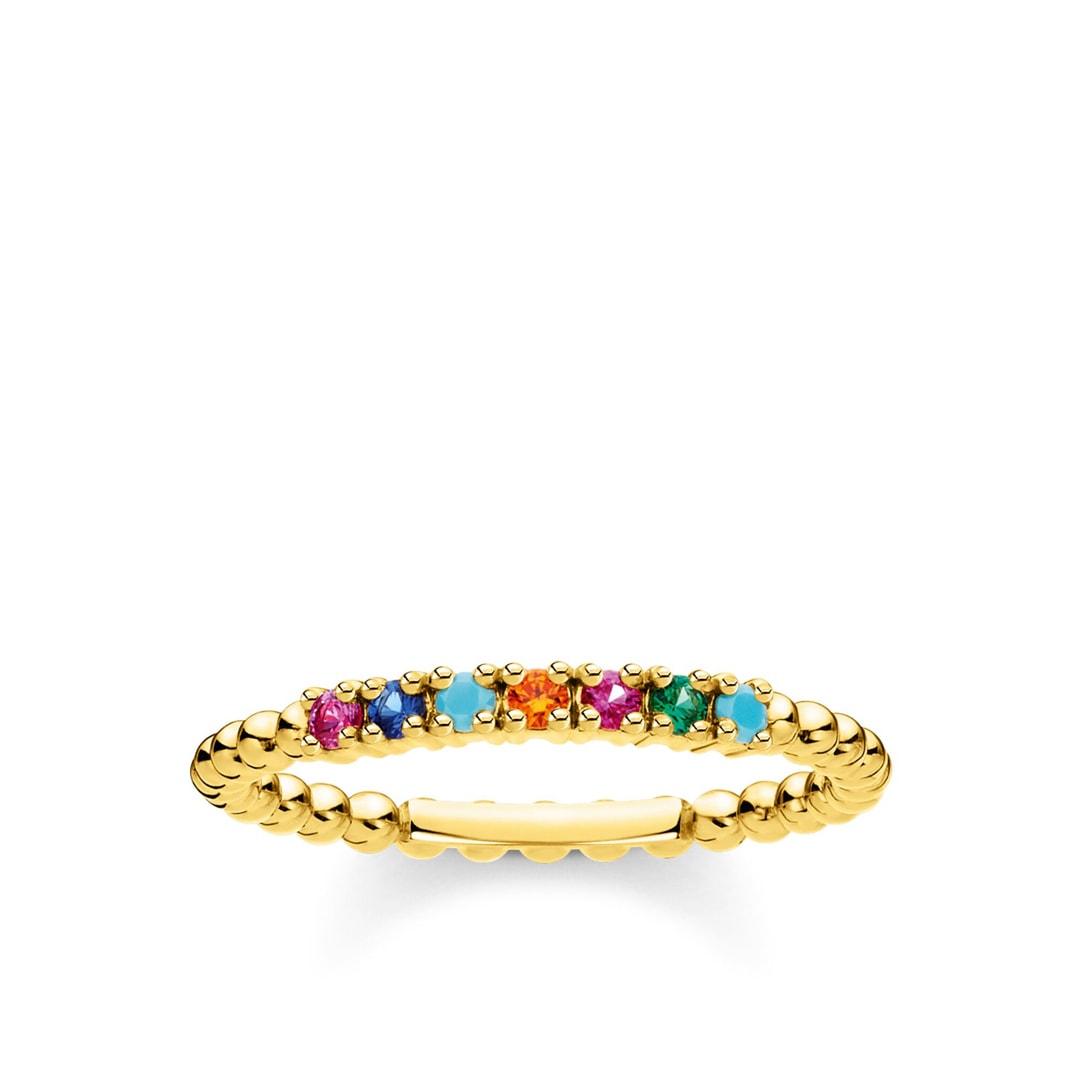 Thomas Sabo Charm Club Ring Kugeln farbige Steine gold
