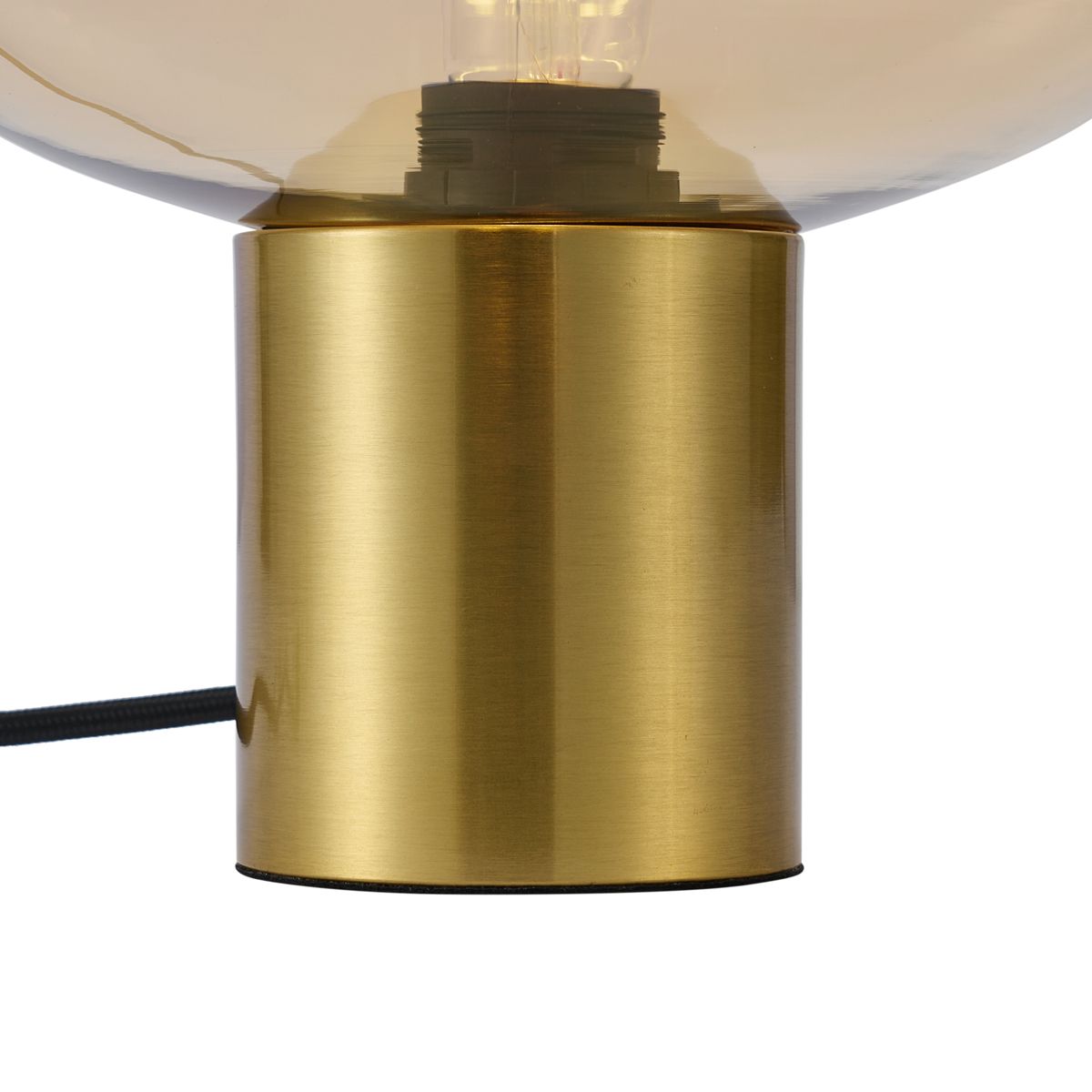 Design tafellamp messing met amber glas - Umbrella