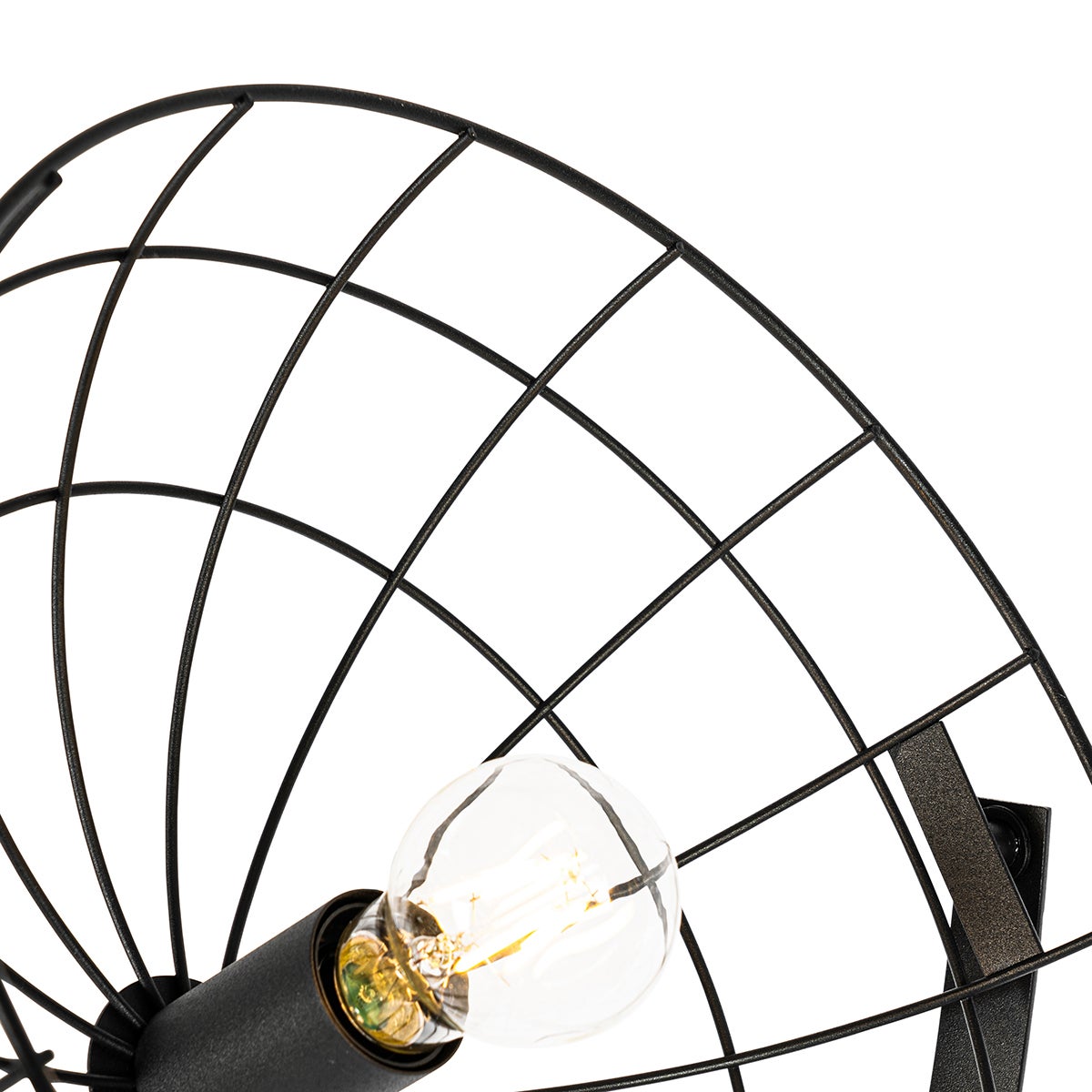 QAZQA - Industrieel I Vintage I Staande lamp I Staande lamp I Lamp I Lamp Zwart 35 cm Verstelbaar - Hanze I Woonkamer I Slaapkamer - Rond staal - LED