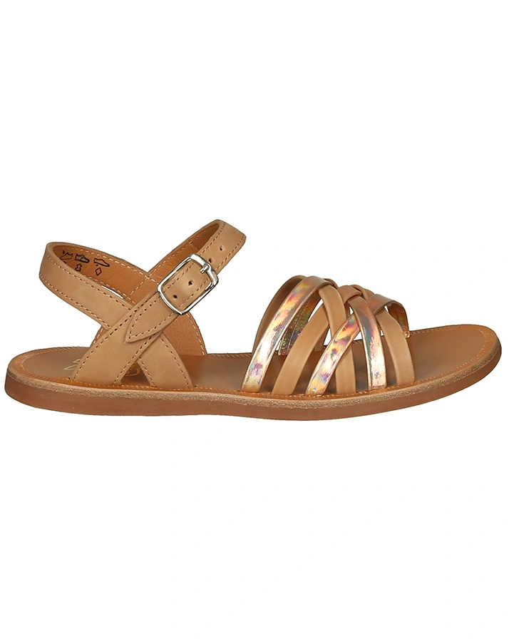 Leder-Sandalen PLAGETTE LUX in caramel/roségold