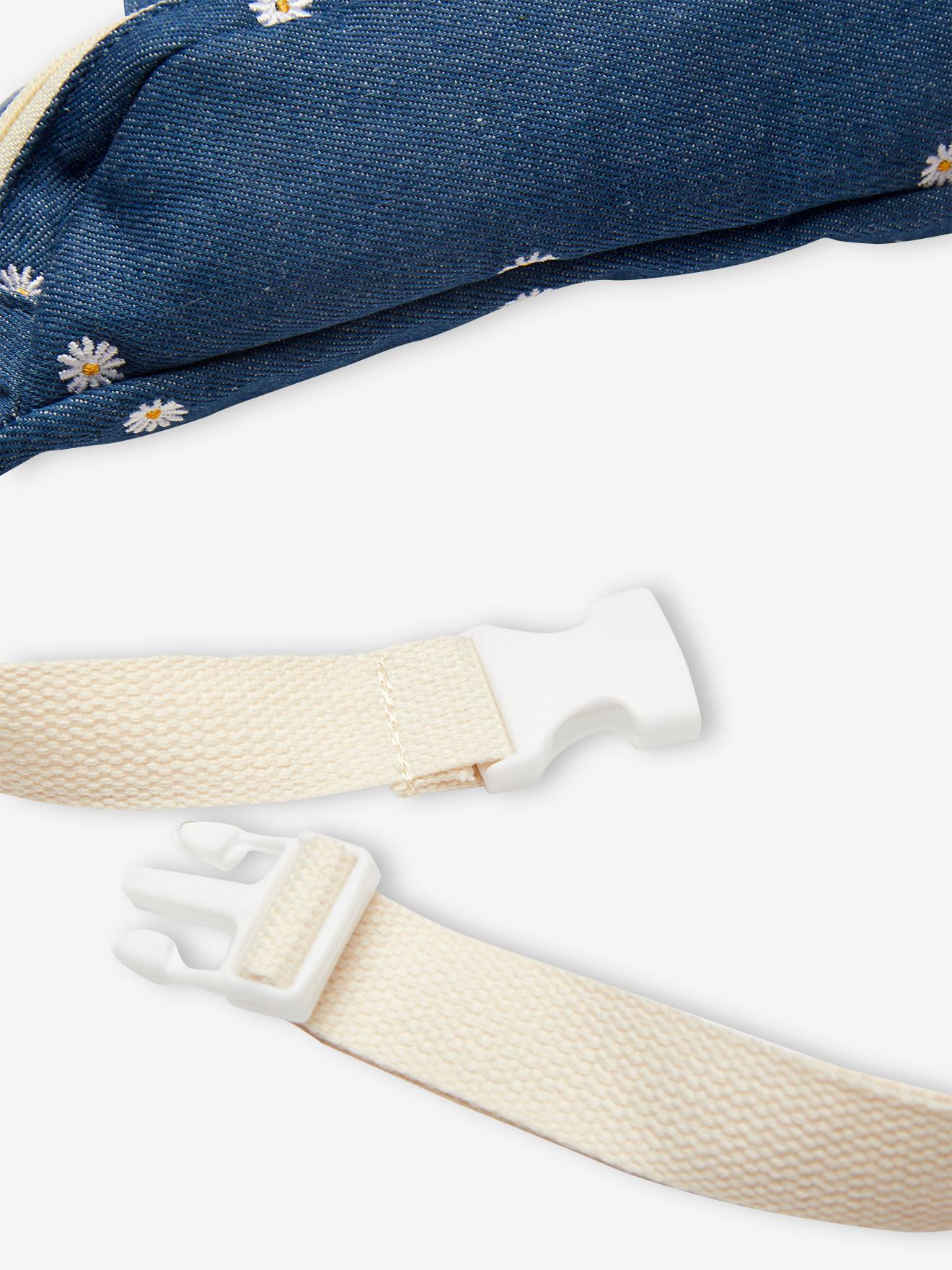 Pochete jeans com bordado para meninas, azul jeans