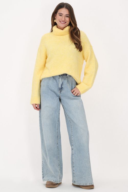 Gele wijde trui met turtleneck