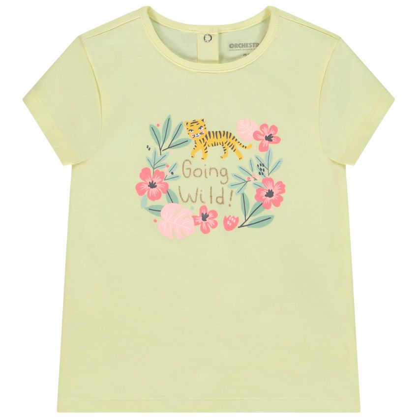 T-shirt manches courtes print fantaisie pour bébé fille - Jaune