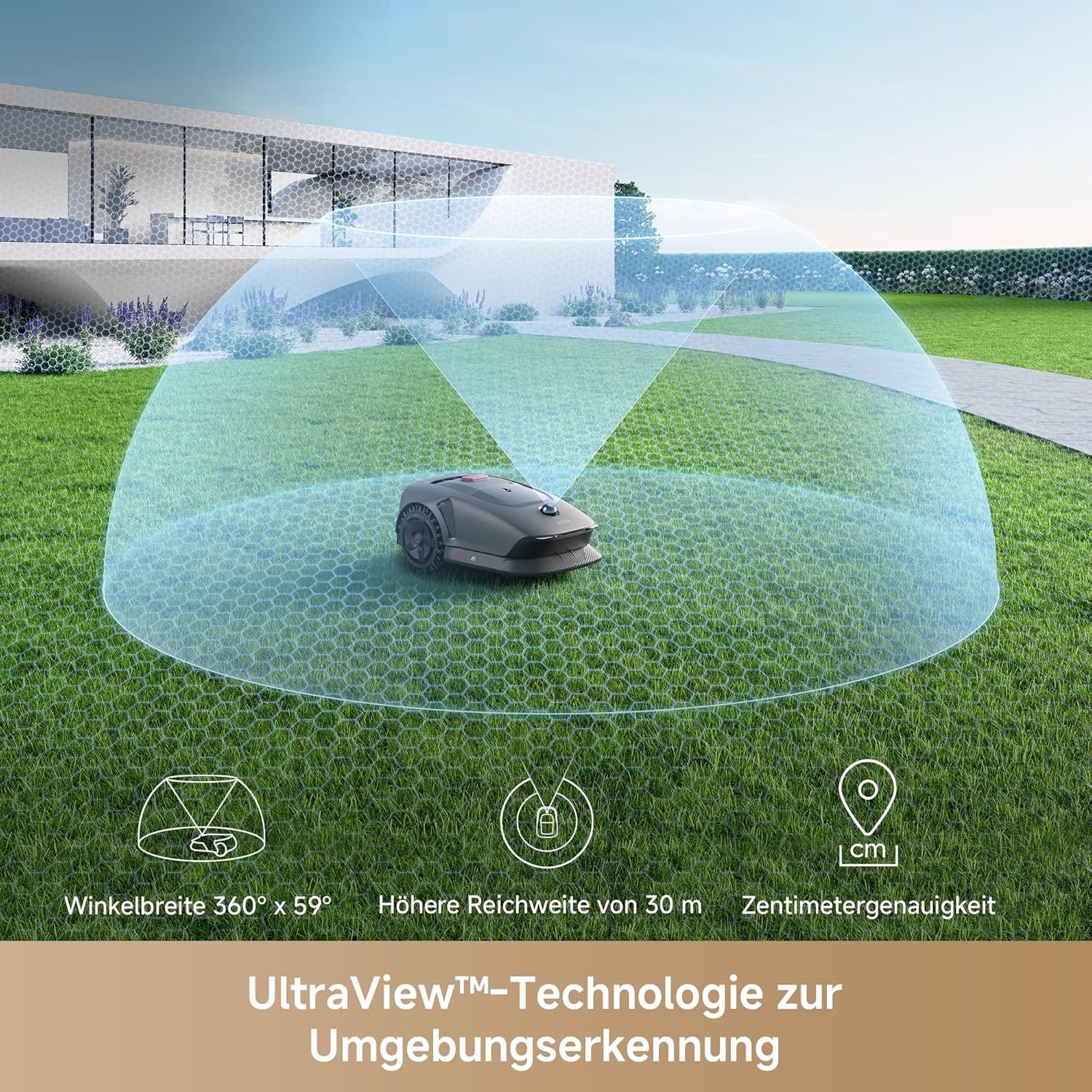 MOVA 1000 Garage Combo: Rasenmäher Roboter mit 3D-LiDAR, Mähroboter ohne Begrenzungskabel, Genaue Kartierung bis 1.000㎡, Smarte Hindernisvermeidung, App-Steuerung, Verbesserte Geländeräder, U-Schnitt