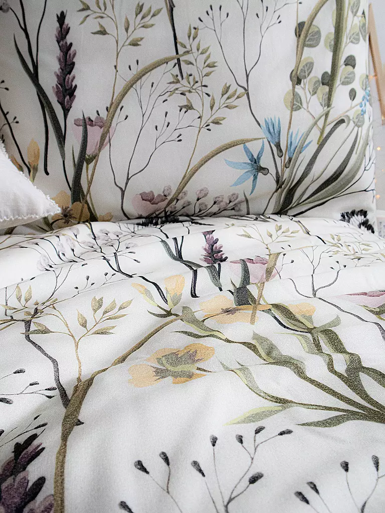 FLEURESSE Flanell Bettwäsche VELVET 70x90cm/140x200cm Kl Blümchen weiss