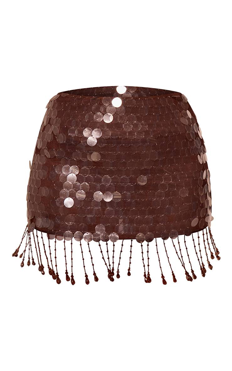 Chocolat Mini-jupe De Plage À Bordure Ornée De Sequins