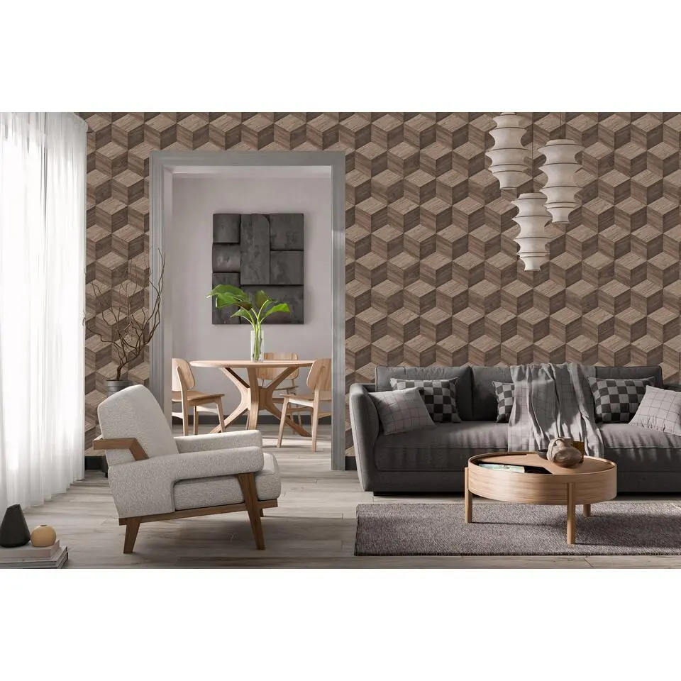 Dutch Wallcoverings Vliesbehang Renaissance natural cube - bruin - 10,05m x 53cm
