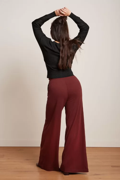 King Louie Border Milano crepe palazzo broek in sandalwood bruin