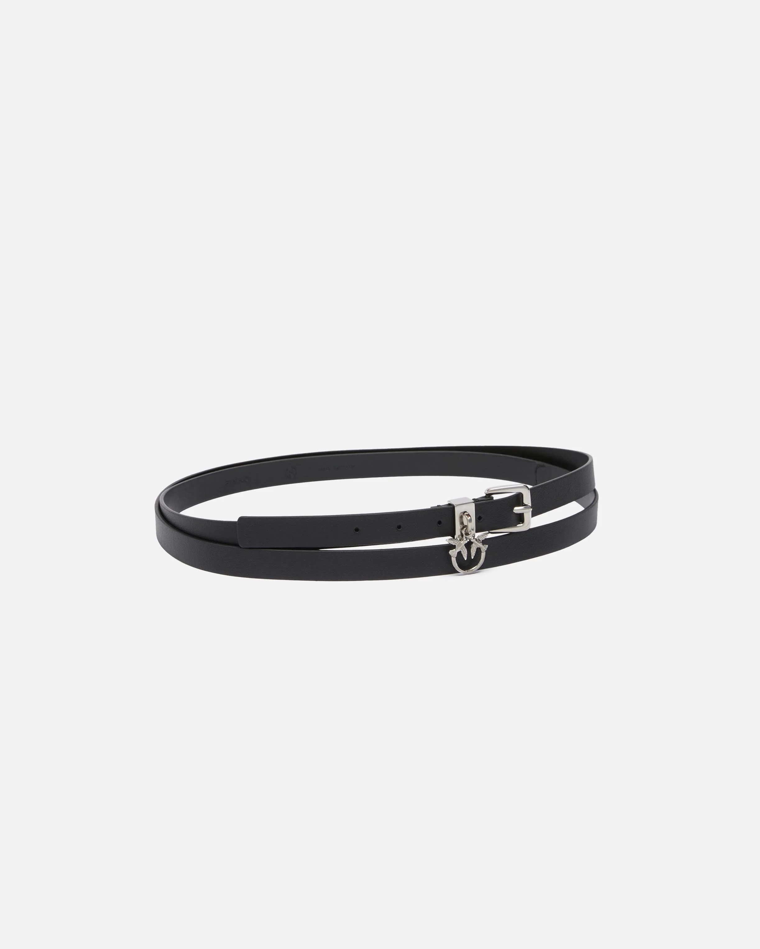 Ceinture avec passant à breloque love birds de 1,5 cm | Noir