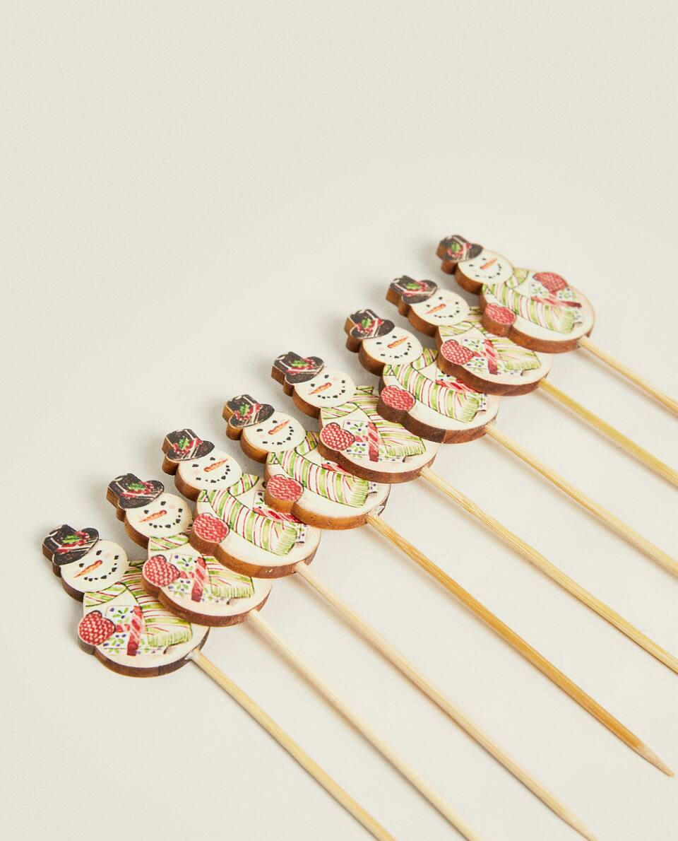 PACOTE DE PALITOS DE COQUETEL EM FORMATO DE FIGURAS NATALINAS (PACOTE COM 24)