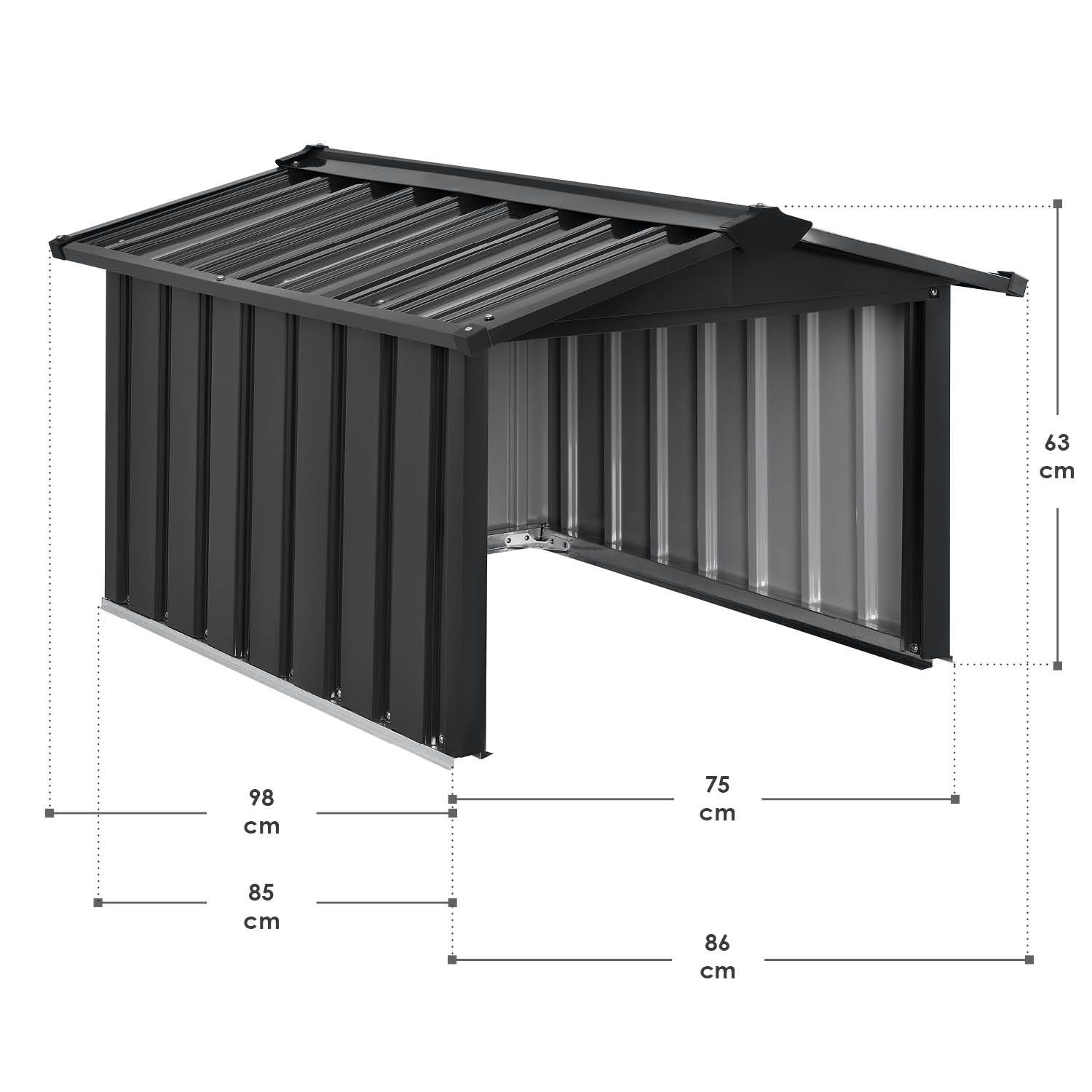 Juskys Mähroboter Garage mit Satteldach | Rasenmäher Dach Carport aus Metall | 86 × 98 × 63 cm