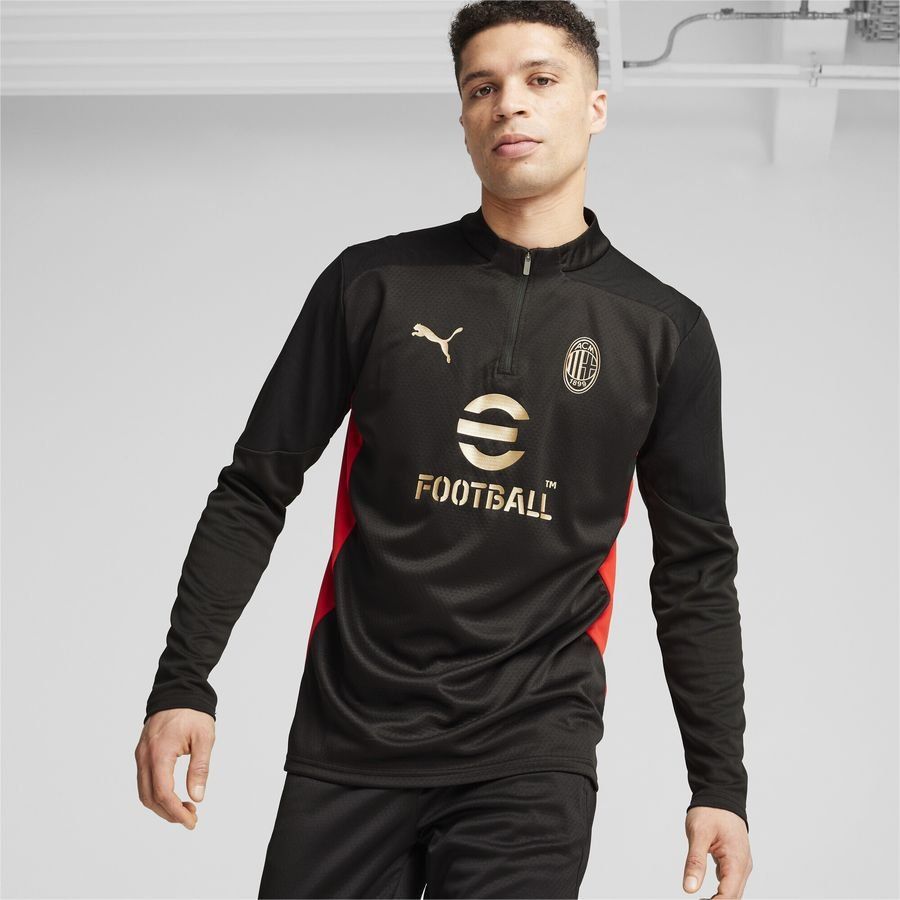 Milan AC Maillot d'Entraînement Fermeture Éclair 1/4 - Noir/For All Time Red