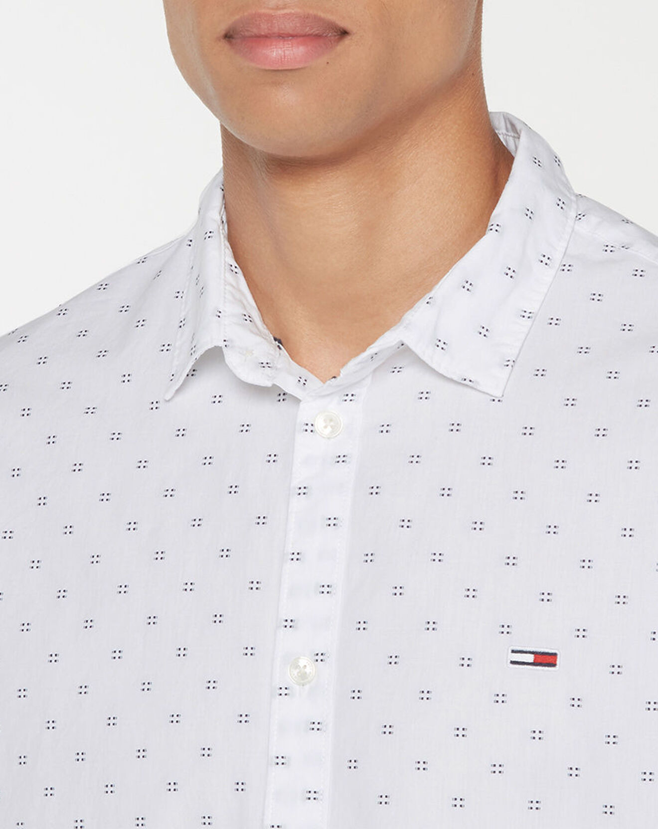 Tommy Jeans Chemise Slim Dobby imprimée  blanche