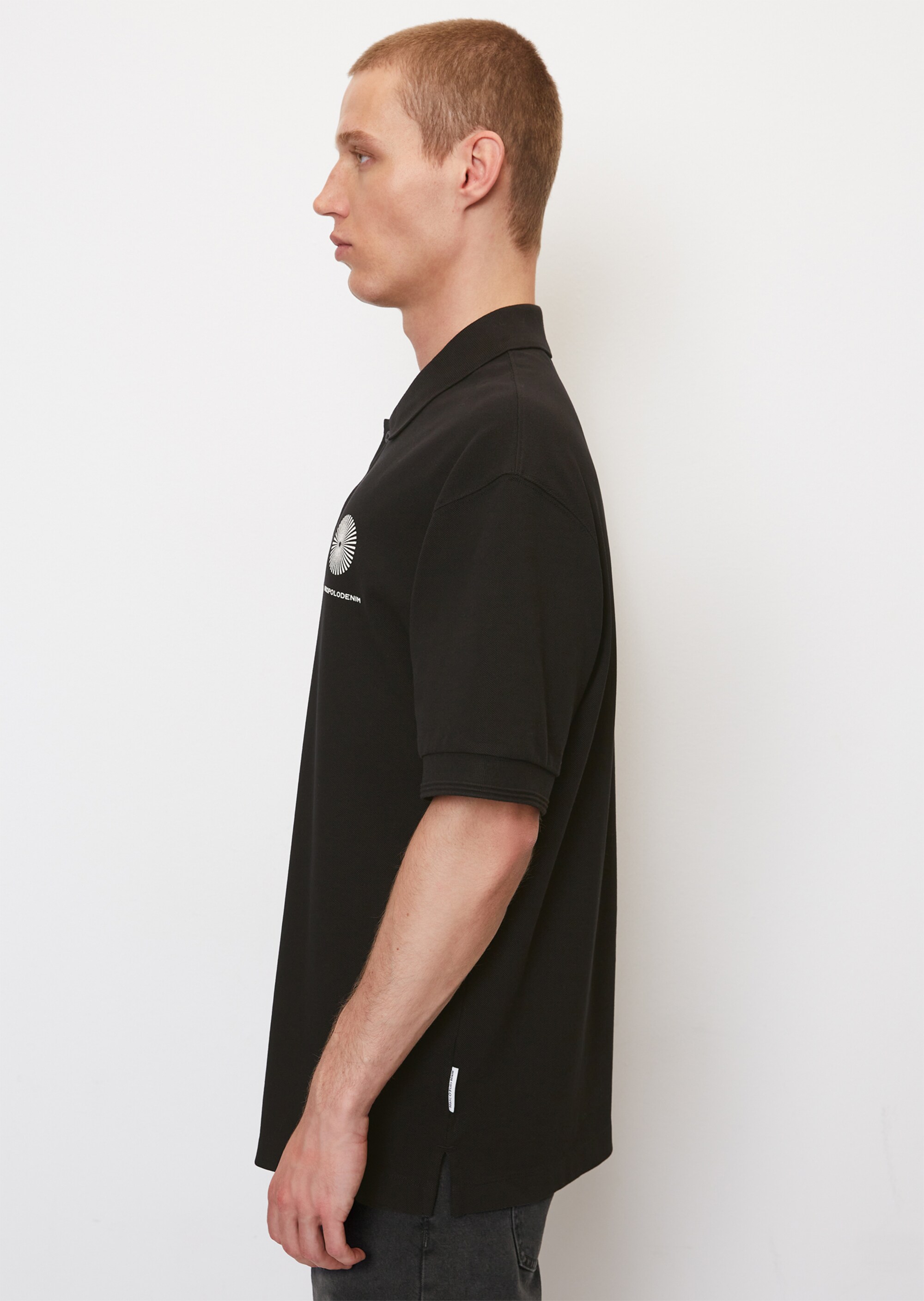 Kurzarm-Poloshirt Piqué oversized aus reiner Bio-Baumwolle