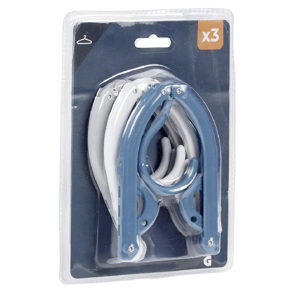 Cintre pliable bleu blanc et gris x3