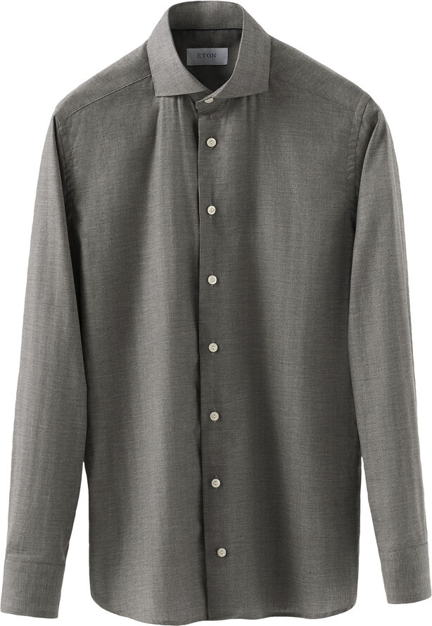 ETON HERRINGBONE WRINKLE FREE FLANNEL SH Grå