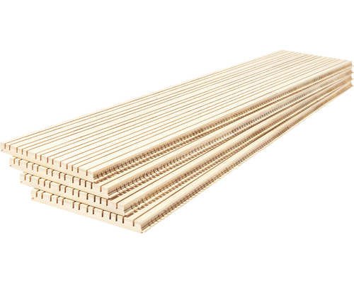 Akoestisch paneel LIGNO® wit geprepareerd, lamelbreedte: onregelmatig 12 - 25 mm, 1455 x 300 x 25 mm