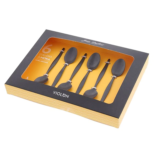 Set de 6 cuillères moka Vintage Black acier inoxydable Jean Dubost