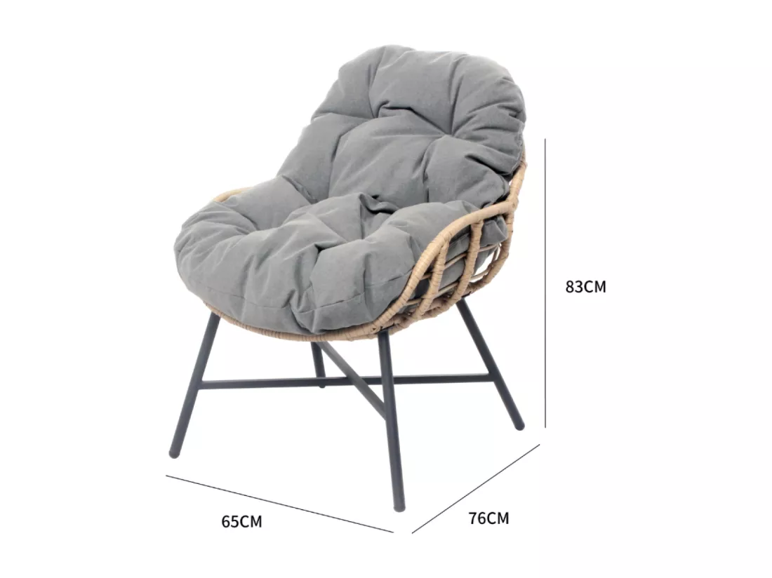 Salon de jardin 4 places canapé + fauteuils gris foncé EVORA