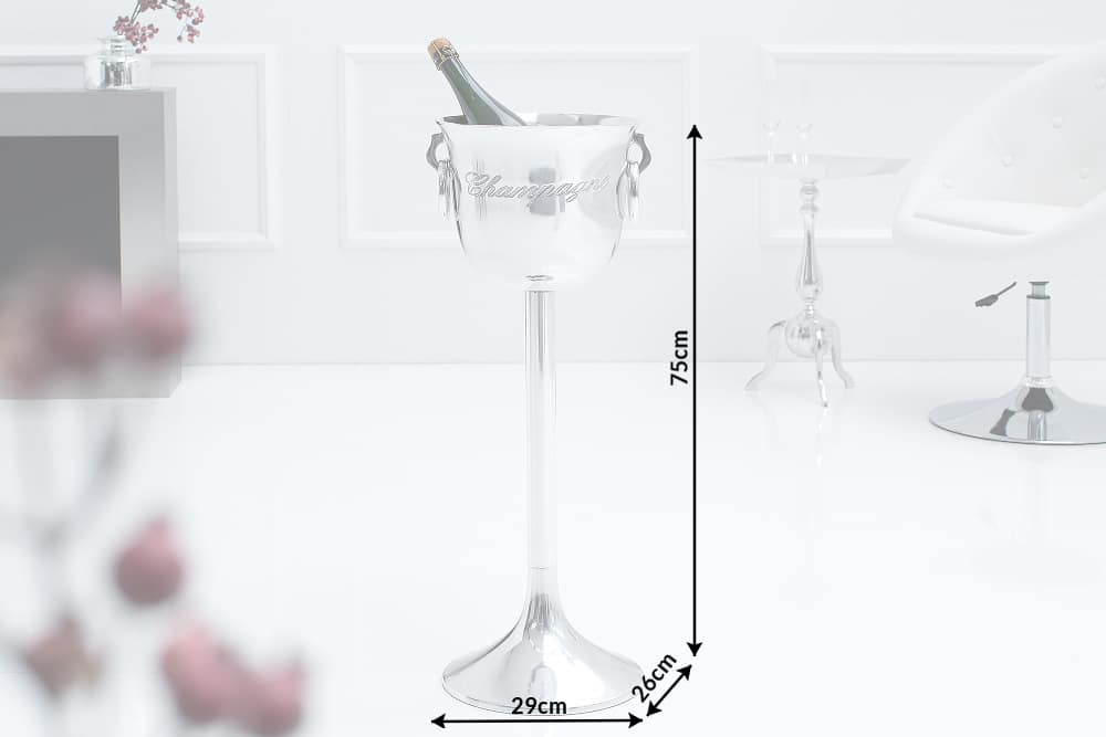 Eleganter Sektkühler CHAMPAGNE 75cm silber poliert Flaschenkühler