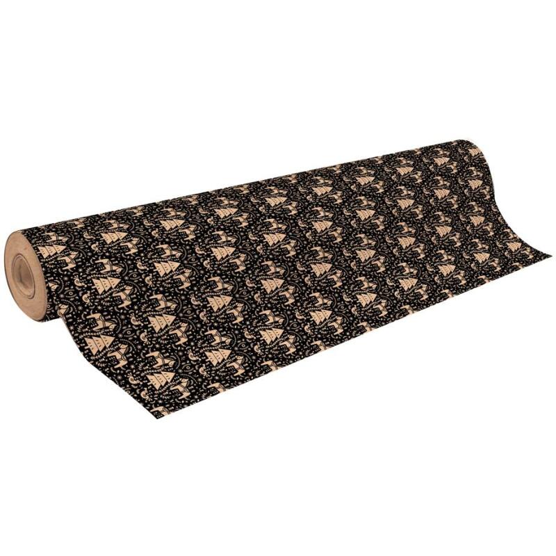 Kraft 70g, rl 50x0,70m Flora noir - Noir