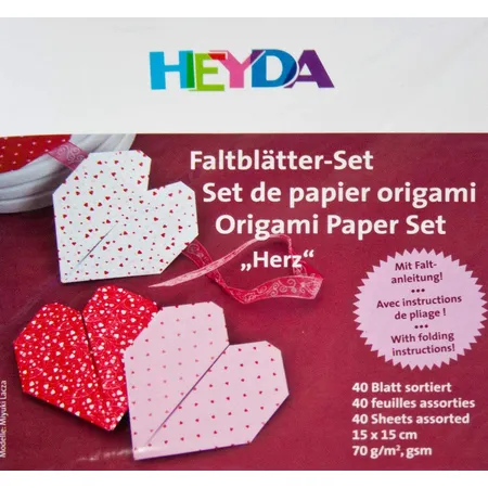 Heyda 20-48 755 05Origami Faltblätter, Herz, 15 x 15 cm