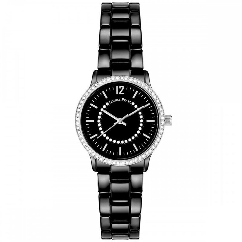 Montre Femme LOUISE PEARL Ornée de Cristaux Swarovski bracelet Céramique Noir