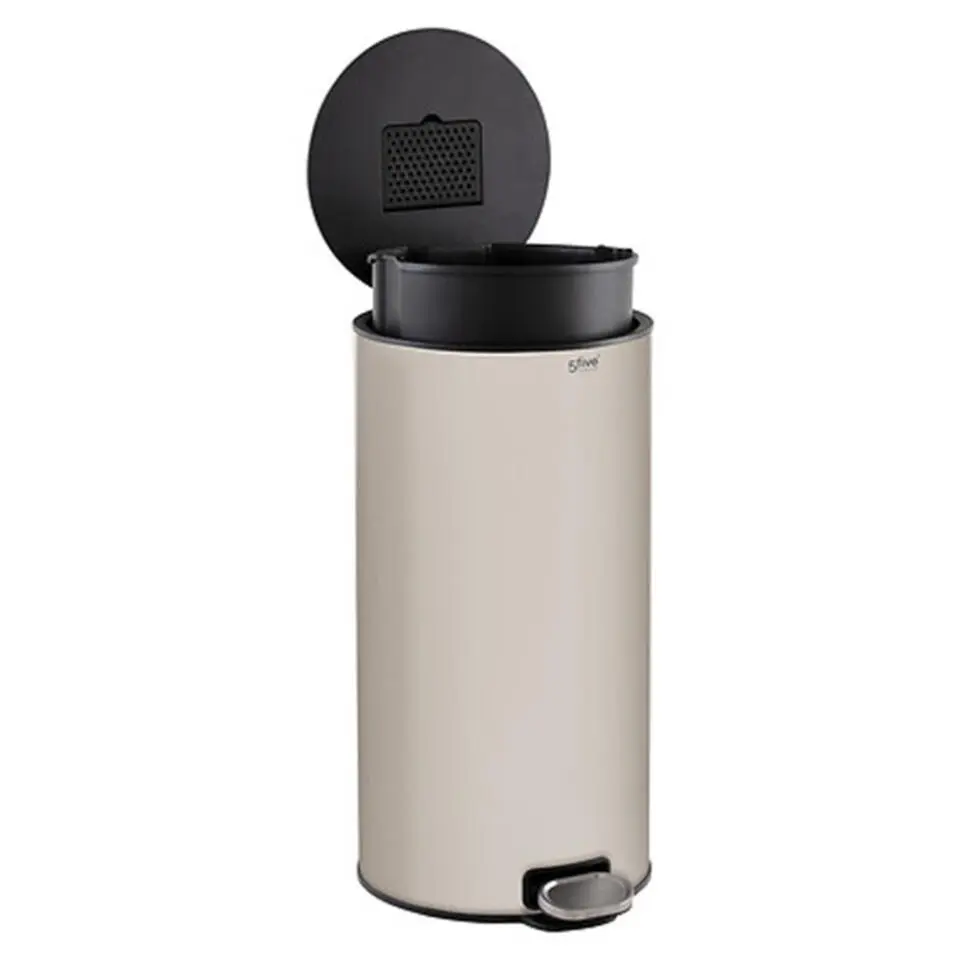 5Five Prullenbak/pedaalemmer - beige - metaal - 30 liter