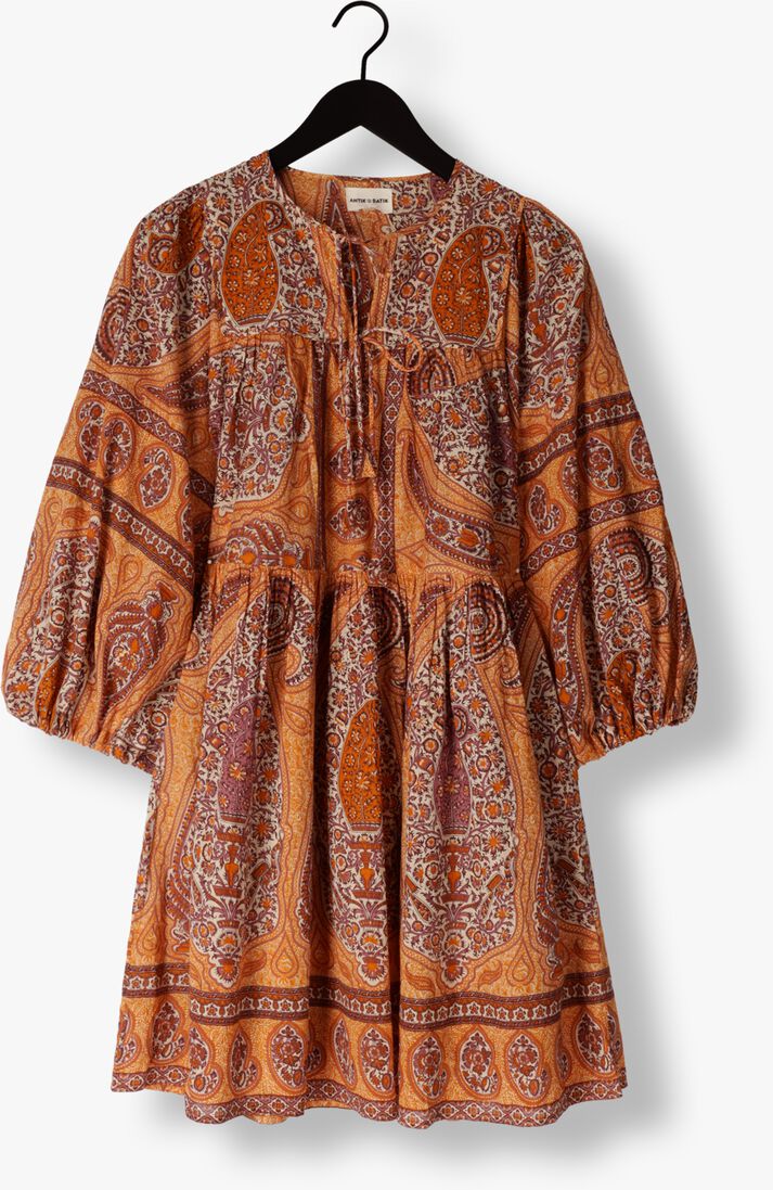 ANTIK BATIK oranje antik batik mini jurk tajar minidress