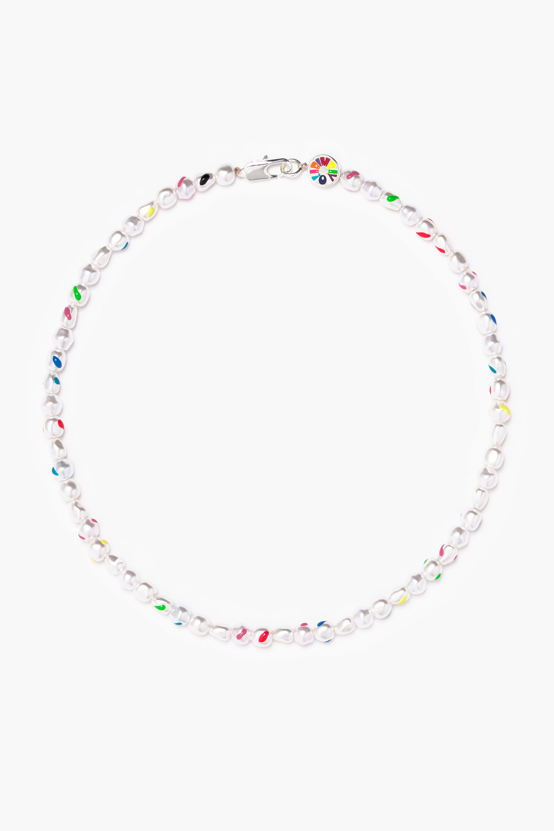 Colar curto de pérolas multicoloridas
