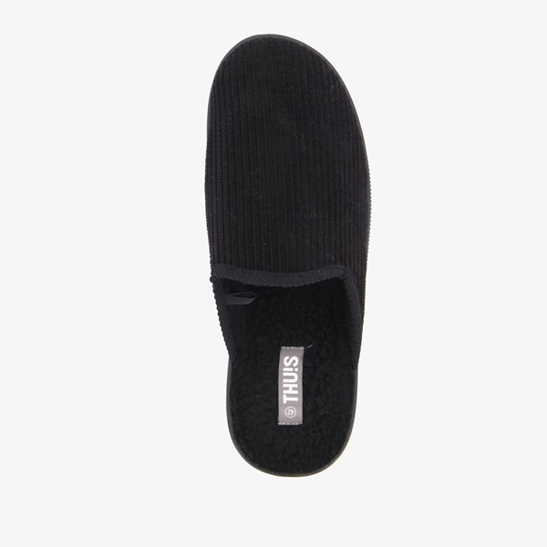 Thu!s heren pantoffels met ribstof zwart