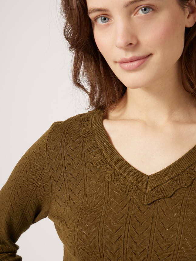 Pull col v ajouré