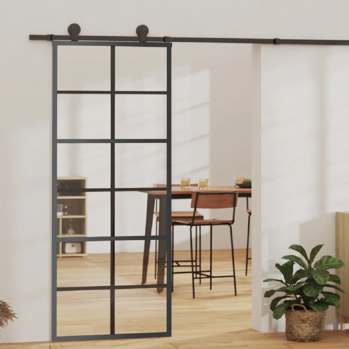 vidaXL Porte coulissante en verre ESG/Aluminium - 76x205 cm