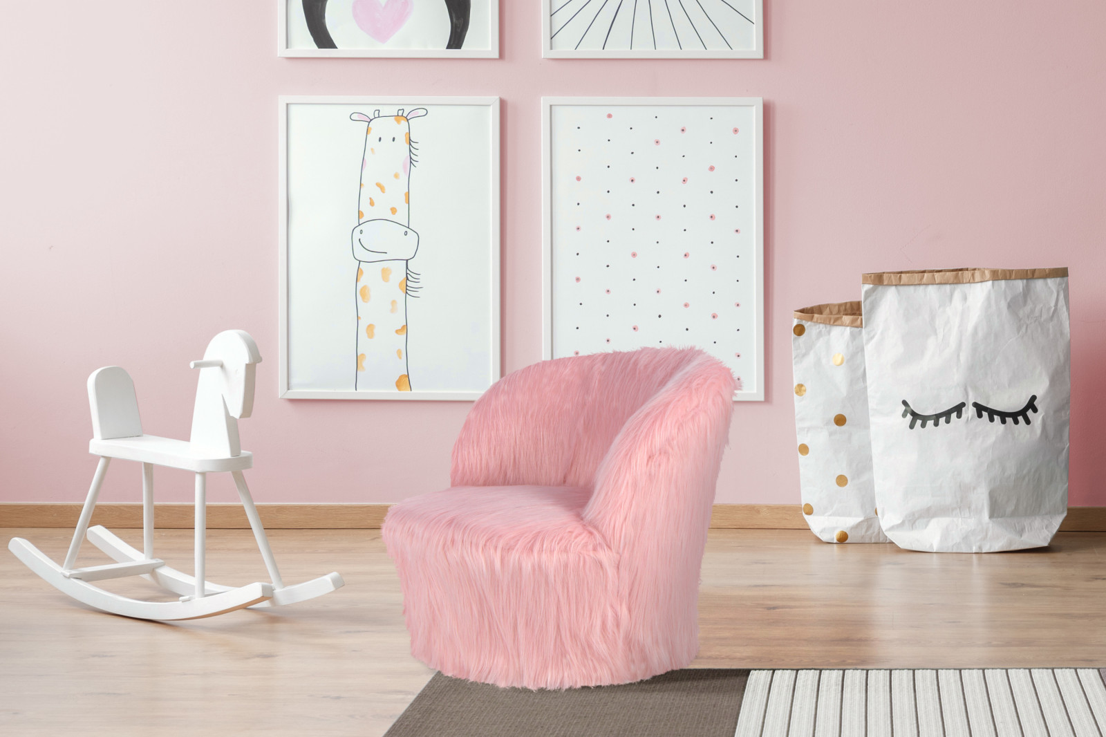 Kindersessel NANNY - rosa - Plüsch