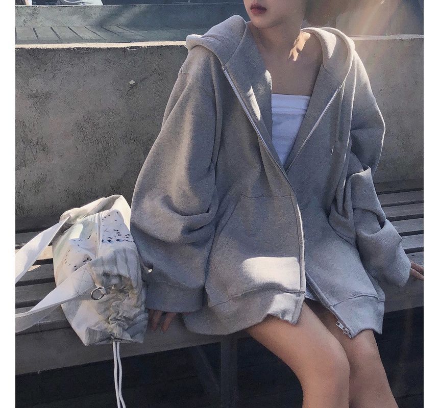 CRIBI - Effen oversized hoodie met rits
