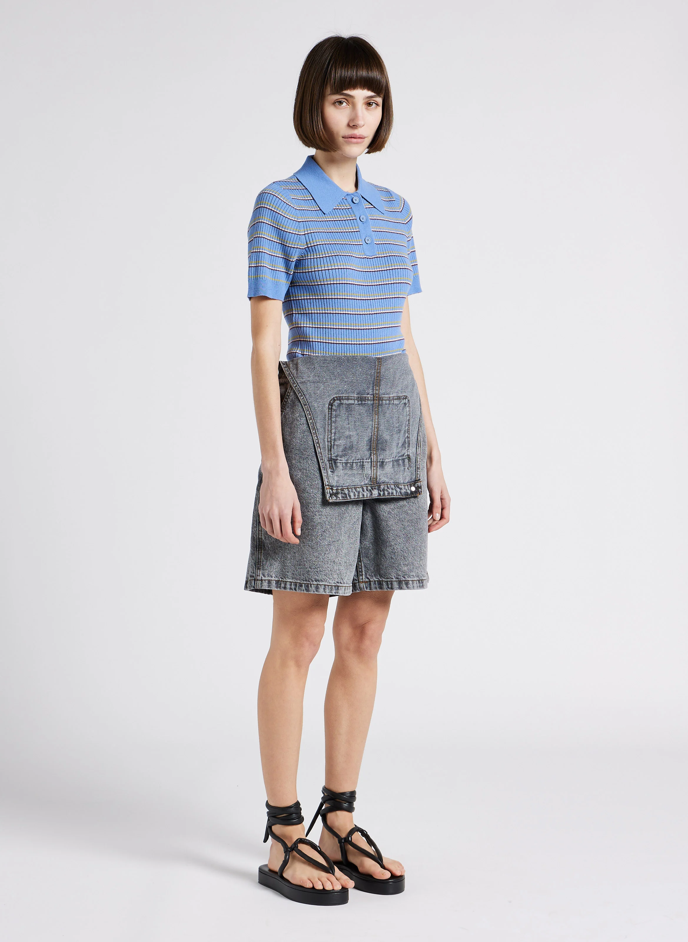 SODA SWEATER POLO - Polo moulant en coton à rayures | Bleu