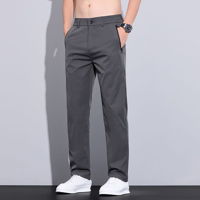 Nataro - Mid Rise Plain Tapered Pants