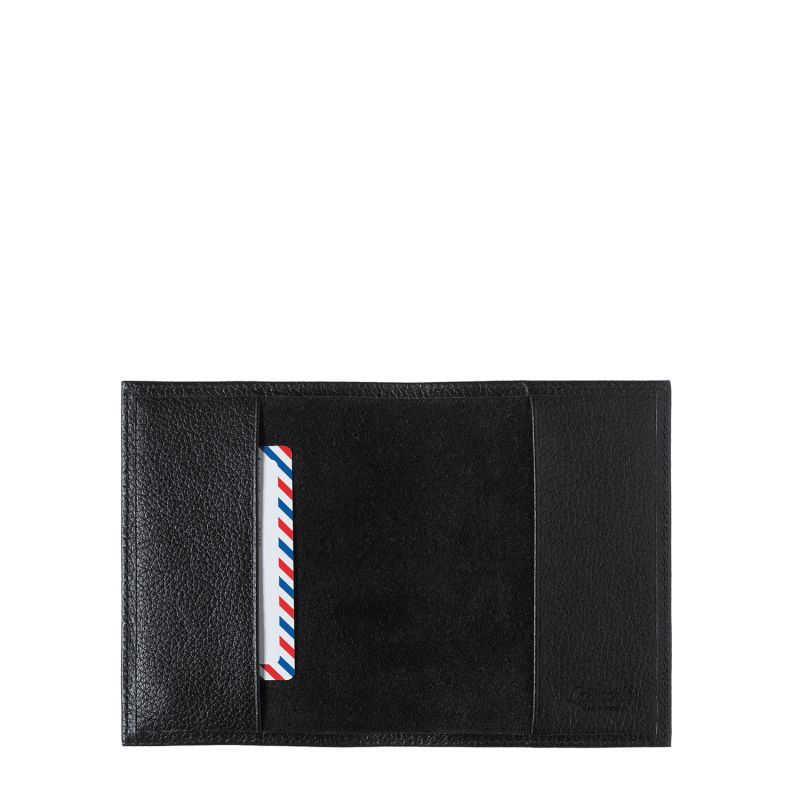 Porte-passeport Louis en cuir grainé Noir C'est Noir