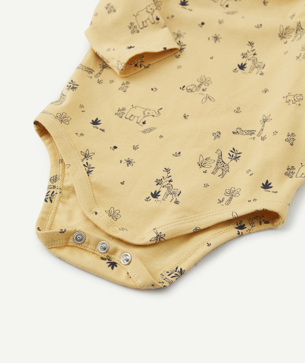 LOT DE 3 BODIES BÉBÉ EN COTON BIO IMPRIMÉ À RAYURES THÈME NATURE
