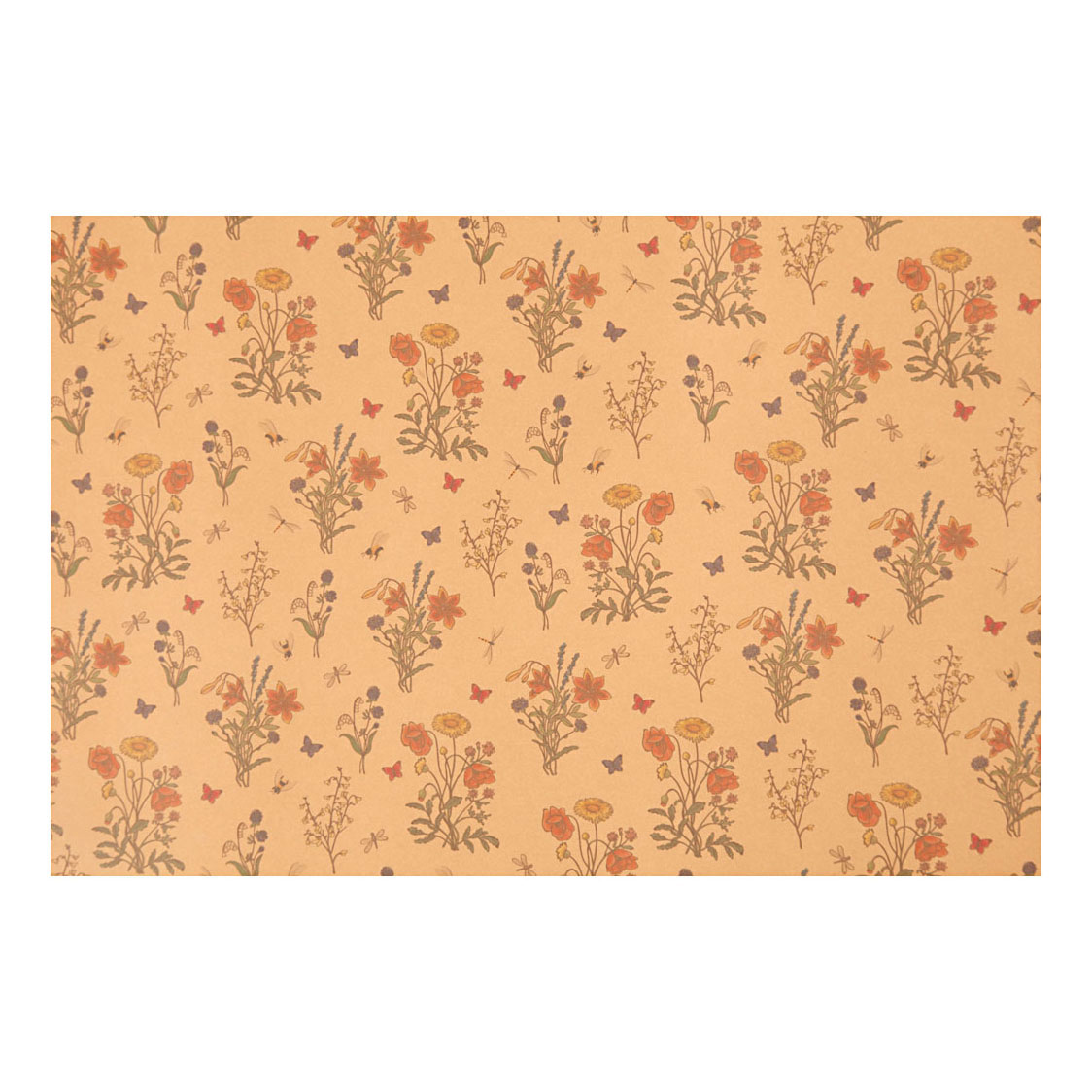 Faux Leather Papier Bruin met Bloemenprint, 1m