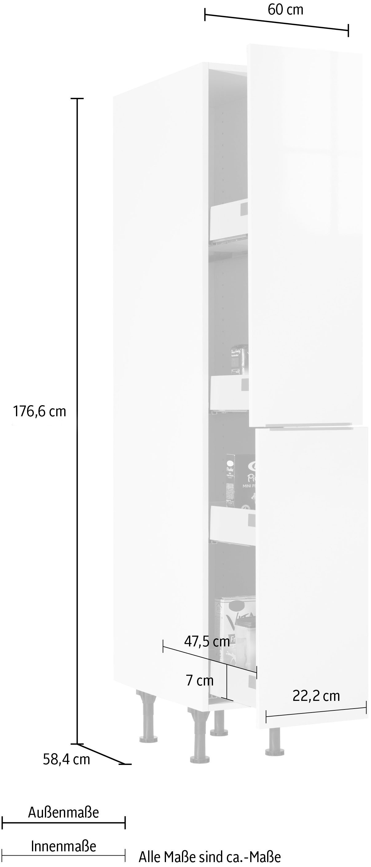 OPTIFIT Apothekerschrank »Tara« mit 2 Vollauszügen und 4 Ablagen, Soft-Close-Funktion, Breite 30 cm