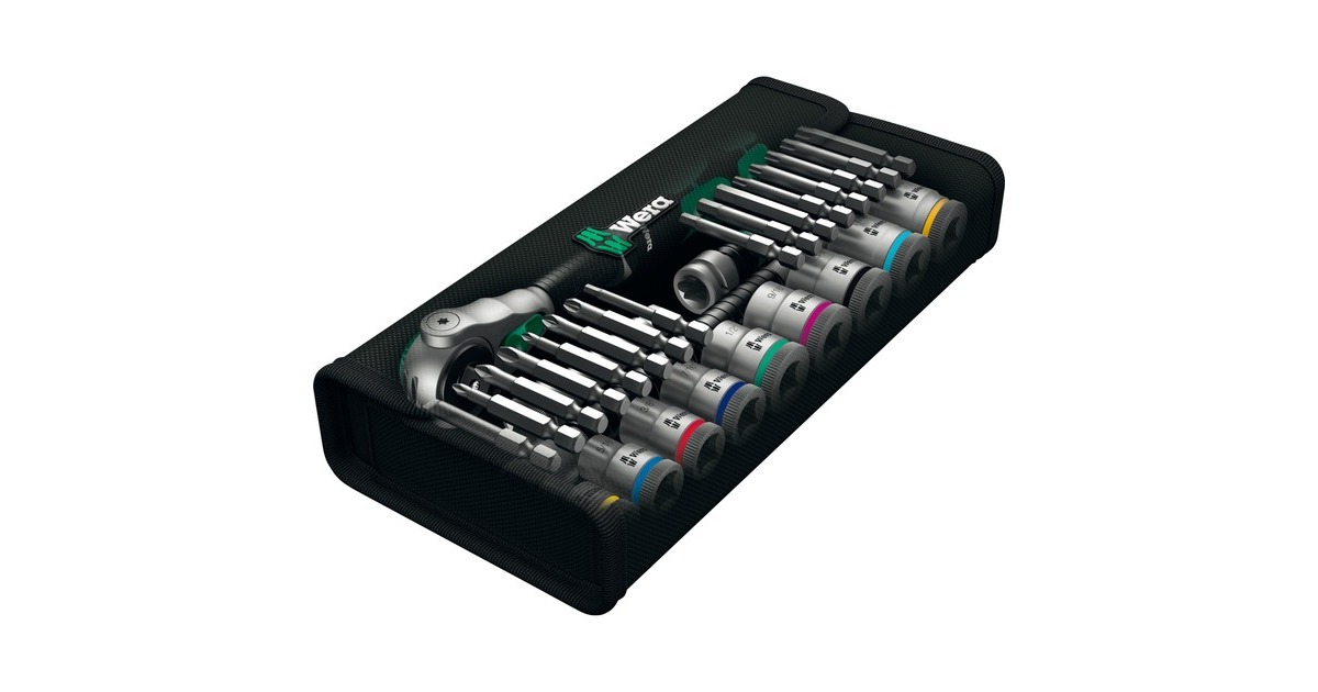 Wera8100 SB 9 Zyklop Speed ratelset gereedschapsset  (Zwart/groen, 29-delig, speedratel met draaibare kop)