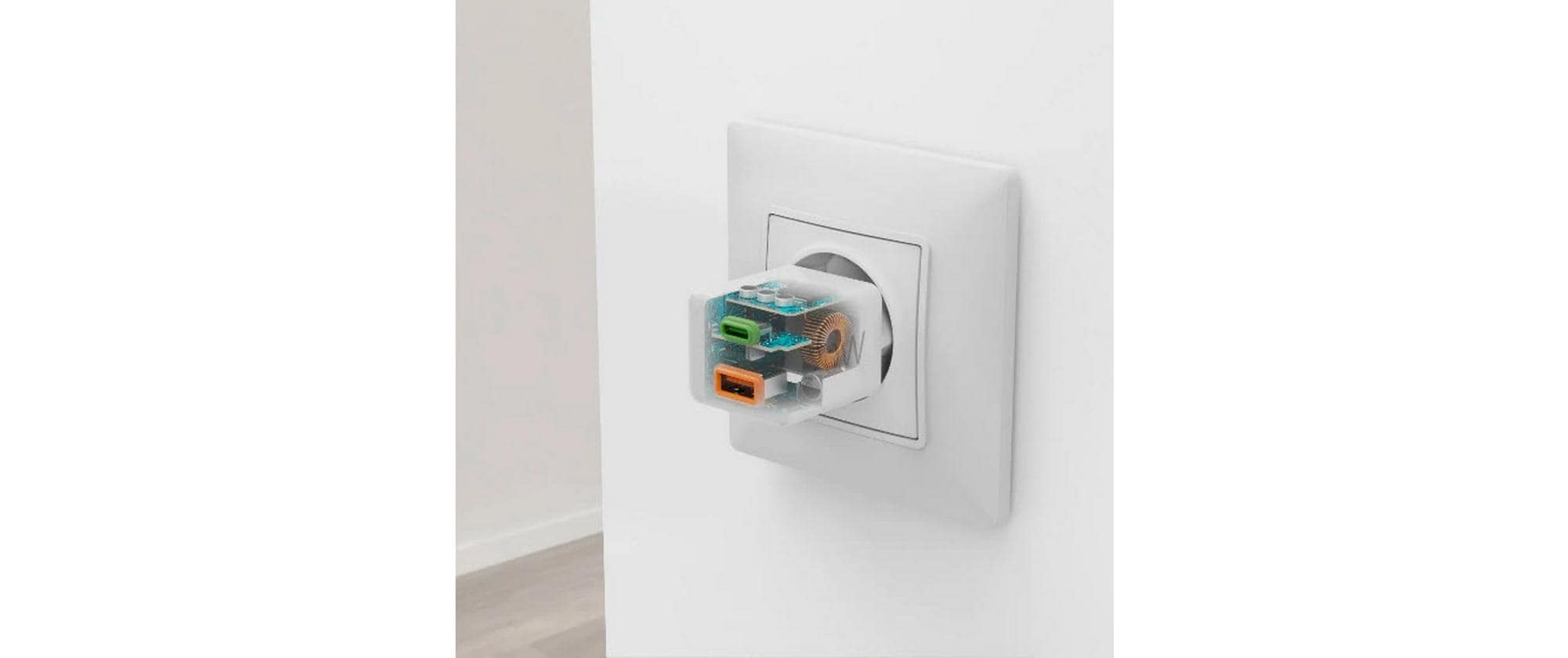 USB-Wandladegerät Gan charger USB-A USB-C 20 W WeissSchnellladegerät mit 1x USB-C und 1x USB-A
