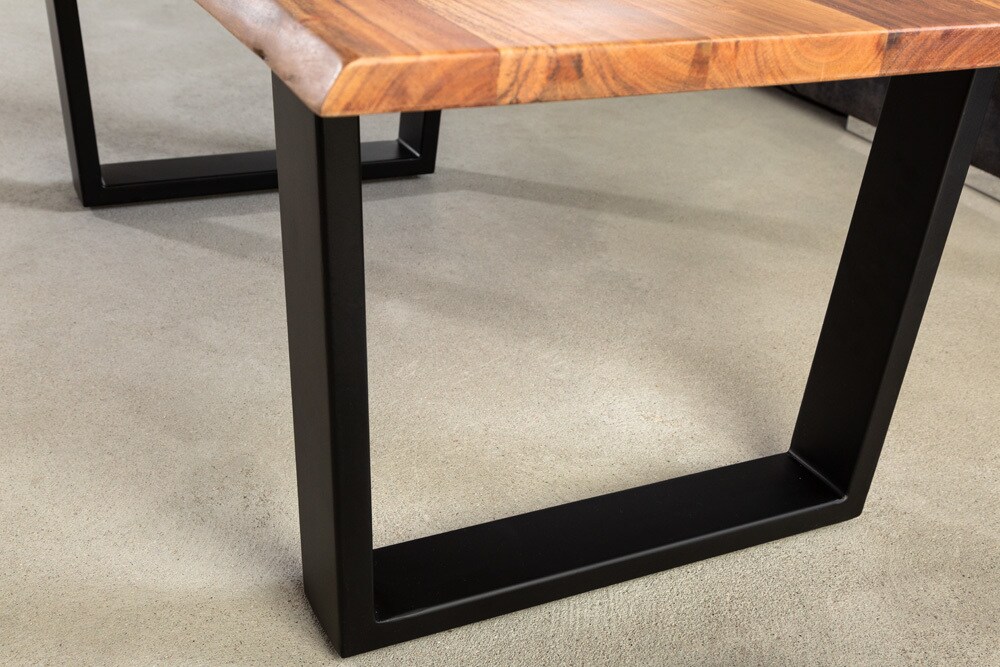 riess-ambiente Couchtisch MAMMUT - 120cm Akazie natur V-Gestell schwarz 2,5cm Tischplatte Massivholz