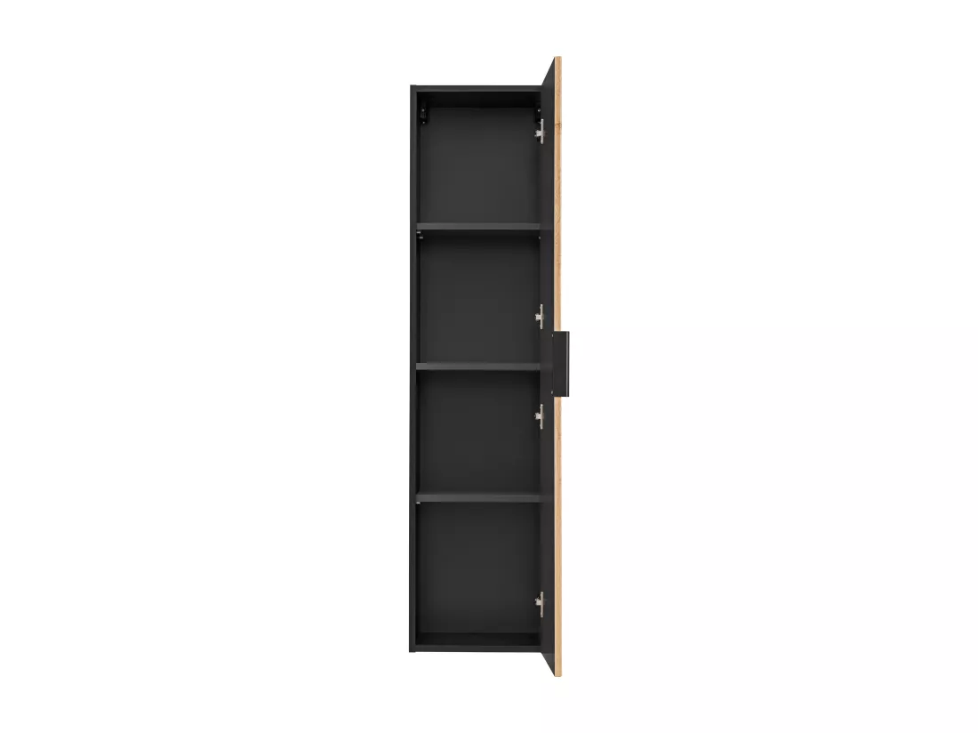 Colonne de salle de bain suspendue - Naturel clair et noir - H140 cm - MADELA