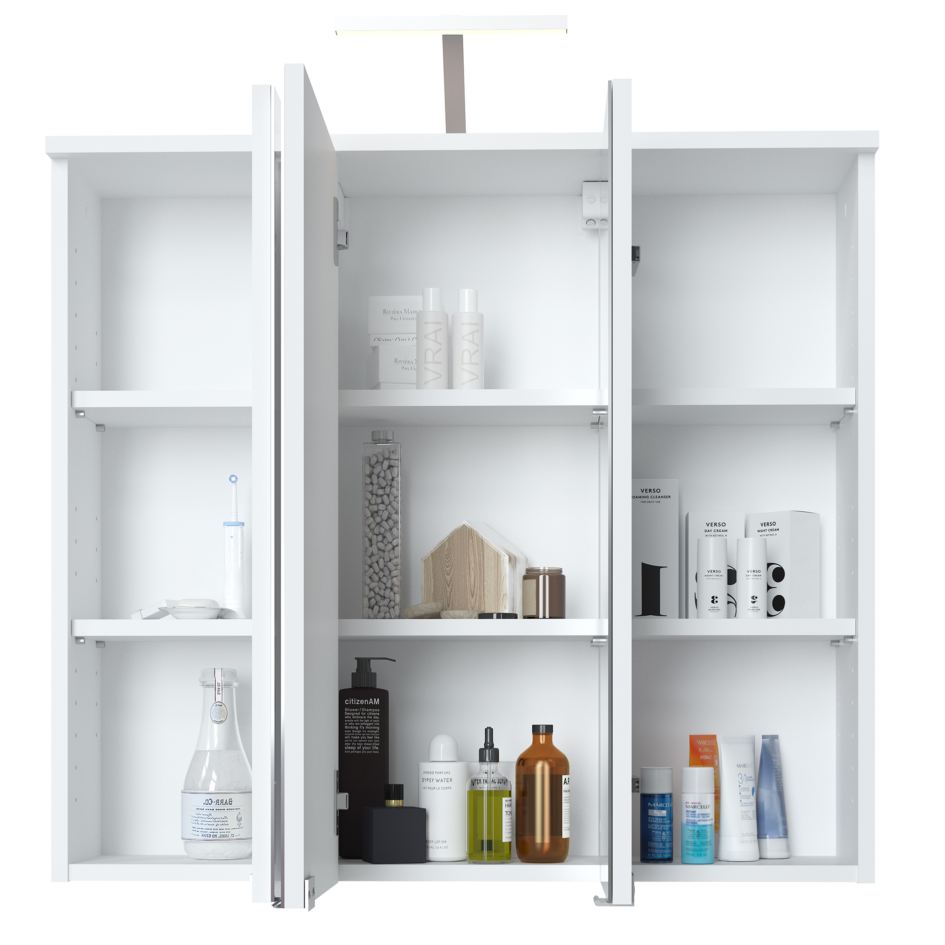 3D-Spiegelschrank - weiß - mit LED-Beleuchtung