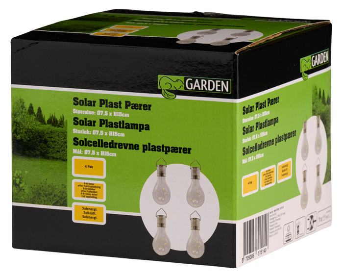Solcellepærer plast Ø7,5 cm 4-pk. - Garden